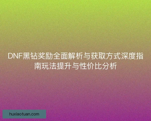 DNF黑钻奖励全面解析与获取方式深度指南玩法提升与性价比分析